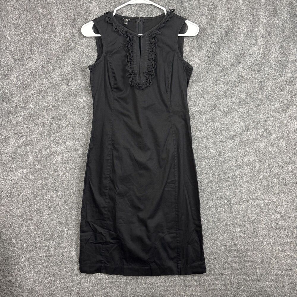 Talbots Dress Womens Size 4 Black Ruffle Date Party Gothic Minimalist